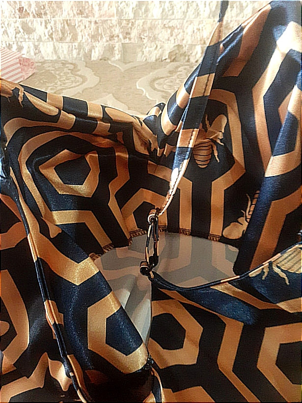 لباس راحتی و خواب زنانه سارافون بلند ساتن طرح کندو اسکرانچی دار لورنزا۲۶۱۷