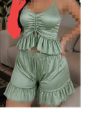 لباس راحتی زنانه ساتن تاپ و شورتکی دنیز